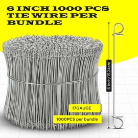6 Inch - 17 Gauge 1000 pcs GALVANIZED Steel Double Loop Rebar Wire Bar Ties | Excellent Strength | Durable | SIMBA STEEL | Galvanized 6 in. 1000