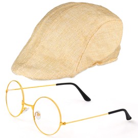 Yewong - Disfraz de gángster de Gatsby de los años 20 para hombre, disfraz de hombre viejo, accesorios para abuelo, con sombrero de Newsboy (sombrero beige)