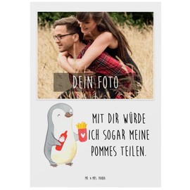 Mr. & Mrs. Panda Personalisierte Foto Postkarte Pinguin Pommes - Geschenk, Valentinstag, Ehemann, Hochzeitstag, Liebe, Jahrestag, für Männer,