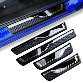 4Pcs Stainless Steel Car Door Sill Protector Trim Scuff Plate Guard Sills Scratch Protection Door Entry Guard Accessories Fit for Honda CRV HRV 2017 2018 2019 2020 2021 2022 2023 2024 2025 Black