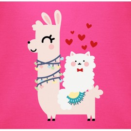 Shirtracer - Valentine's Day partner baby - lama and cat with hearts - baby bodysuit short sleeve for boys and girls, 6 Fuchsia, 0-3 Monate