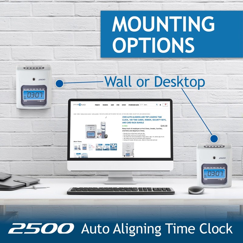 Pyramid Time Systems Small Business 2500 Time Clock Bundle, Unlimited
