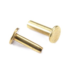 Cutlery Rivets (10 Pack) + [1] Step Drill for DIY Handles & Knife Handle Repair - USA Size (0.312 x 0.155 x 0.520 Inch) - (Brass) - 2-Piece Rivet Knife Handle Fasteners