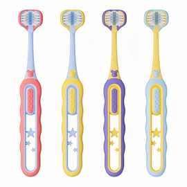 EASICUTI Soft Toddler Toothbrushes, Efficient 3 Sided Toothbrush, Baby Toothbrush 12 Months and up,Infant Toothbrush, Toddler Training Tooth brush for Ages 2-12 Years, Cleans All Sides-4 Pack (Patent)