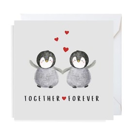Second Ave Together Forever Penguin Square Card Partner Birthday Anniversary Valentine's Card