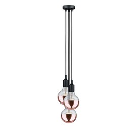 Paulmann 50343 3-Way Vintage Pendant with E27 Socket and Fabric Cable Ceiling luminaire Black Without lamp max. 20W