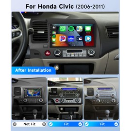 Car Stereo for Honda Civic 2006-2011 Wireless Carplay Android Auto,【8Core 2+64G】 9“ 1280X720P IPS Touch Screen Radio,Android/GPS/WiFi/32EQ 𝐃𝐒𝐏/59UI/Bluetooth5.0/SWC/Backup Camera Car Radio