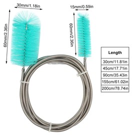 MiOYOOW Flexible Drain Brush Double Ended Hose Brush Nylon Elastic Bent Pipe Cleaning Brush Pipe Spiral Brush for Aquarium Home Kitchen Washing Tool