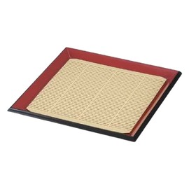 J-kitchens Buckwheat Bowl Zaru Soba, 7 Inch Square Cloth, Buckwheat Plate, Red Fuchi Black, Crack Resistant, Resin, 8.3 x 8.3 x 1.2 inches (21 x 21 x 3 cm), Made in Japan