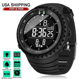 Waterproof Men's Military Tactical LED Digital Sports Watch Backlight Wristwatch - Color: Black