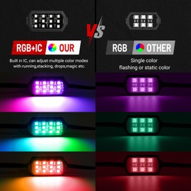 Hobaoyee 16Pcs Motorcycle LED Light Kit, 12 LEDs SMD Chips Magic-RGB Multicolor Lights, Underglow Kit with APP/RF Remote Control, Fit Most Motorcycles, ATV, UTV