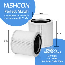 H7126 Replacement Filter Compatible with GoveeLife H7126 Mini Air Purifier, 3-in-1 H7126-RF True HEPA Air Filter with Activated Carbon, 2 Pack