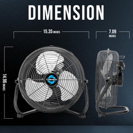 Tornado 12 Inch High Velocity Cooling Floor Fan, 3-Speed Industrial Powerful Metal Floor Fan for Commercial and Home Spaces, 120°Tilt, 6.0 FT Cord, Black