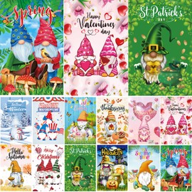 Seasonal Garden Flags Set of 12 12x18 inch Double Sided Yard Flags, Outside Small Garden Flag, Spring Seasonal Flag for Outdoor Holiday Lawn Decoratives Decor