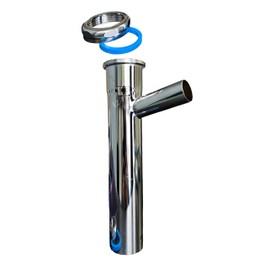 EZ-Fluid Plumbing Heavy Duty 17GA Chrome Brass 1-1/2" X 8" Dishwasher Branch Tailpiece w/Slip Joint Nut Connection with 7/8" Dishwasher Drain Hose Outlet,Brass Nut,Flanged Sink Drainage Pipe,P-Trap.