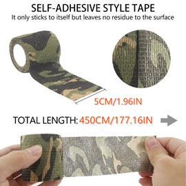 BOROLA Self-Adhesive Protective Camouflage Tape Cling Scope Wrap Camo Stretch Bandage for Camping,Flashlights,Bicycle,Range Finder Camera etc.（4Pcs, Jungle Camo