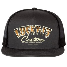 Lucky 13 Tiger Custom Snapback Trucker Hat Black