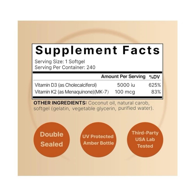 NatureBell Vitamin D3 5000 IU, Vitamin K2 MK-7, 2 PACK,