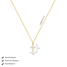 Luxval Cross Necklace for Women 18k Gold Plated Pearl Necklace Tiny Cross Necklaces for Women Simple Cute Choker Gold Jewelry Minimalist Gift