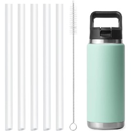 Replacement Straws Compatible with YETI Rambler 18oz Vacuum Insulated Bottle-YETI Rambler Straws Replacement-Accessories Set Include 5 Straws,1 Cleaning Brush
