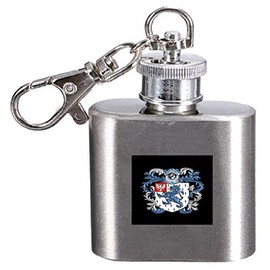 Snell Family Crest Surname Coat of Arms 1oz Hip Flask Kerying Engraved