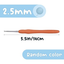 2.5 mm Crochet Hook, Ergonomic Handle for Arthritic Hands, Extra Long  Knitting Needles for Beginners and Crocheting Yarn (2.5 mm)
