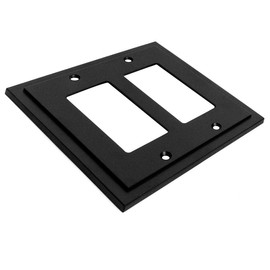 Modern Edge Decorative Wall Plate Switch Plate Outlet Cover, Durable Solid Zinc Alloy (Double Decorator, Matte Black)