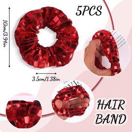 FENQURO 5 Glitter Hair Bobbles Hair Scrunchies New Year's Eve Christmas Metallic Hair Accessories Elastic Hair Bands Ponytail Hair Scrunchies for Carnival Theme Party Birthday Gold Silver Black Rose