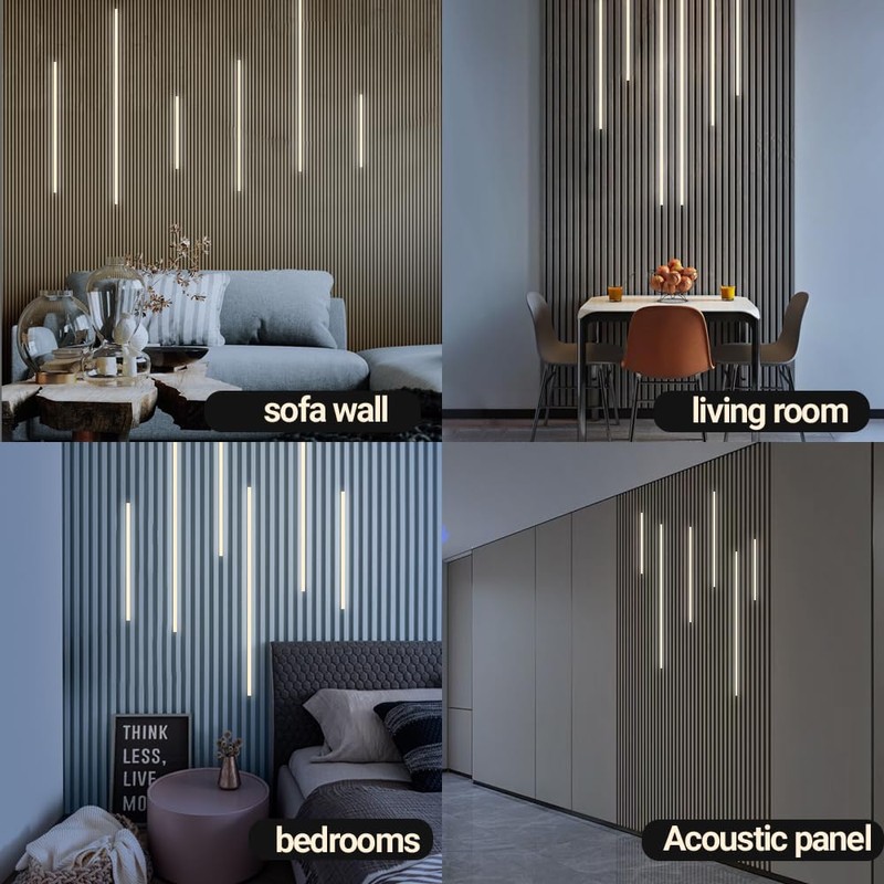 HAMRVL Wood Slat Wall Panels LED Recessed Lighting - 6pcs