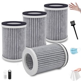 4-Pack Replacement Filters Compatible with Pure Enrichment PureZone Mini Portable Air Purifier (PEPERSAP), 3-Stage HEPA Filtration with Activated Carbon, Part # PEPERSFIL