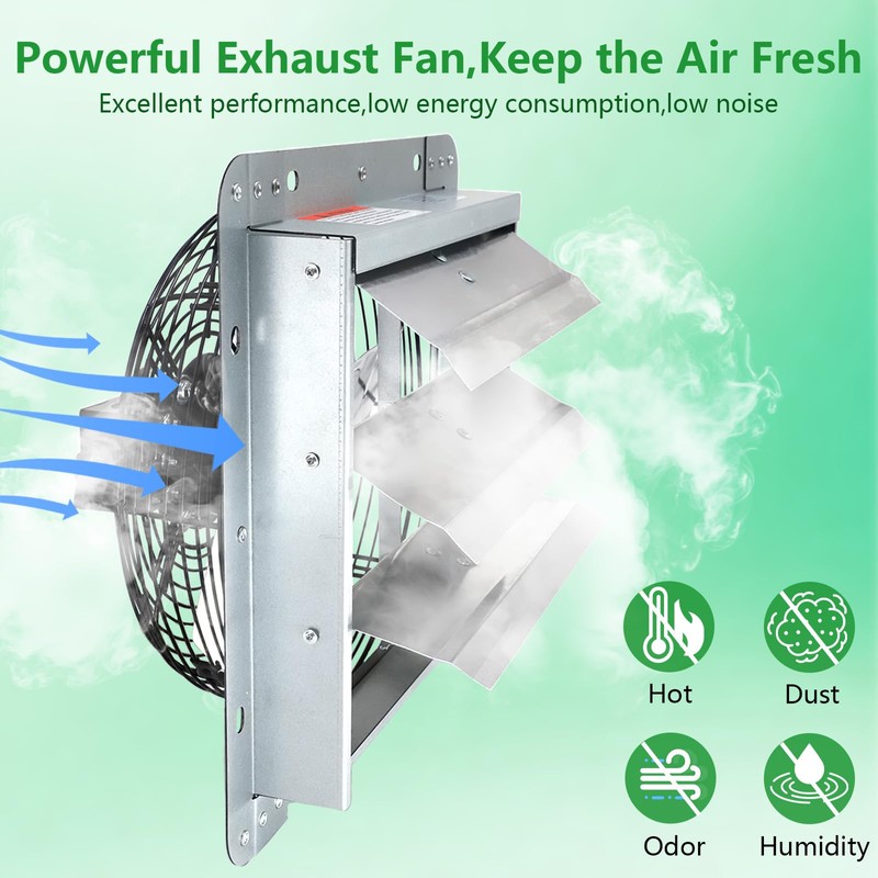 Aibabcue Shutter Exhaust Fan, 14 inch Wall Mount Attic Fans