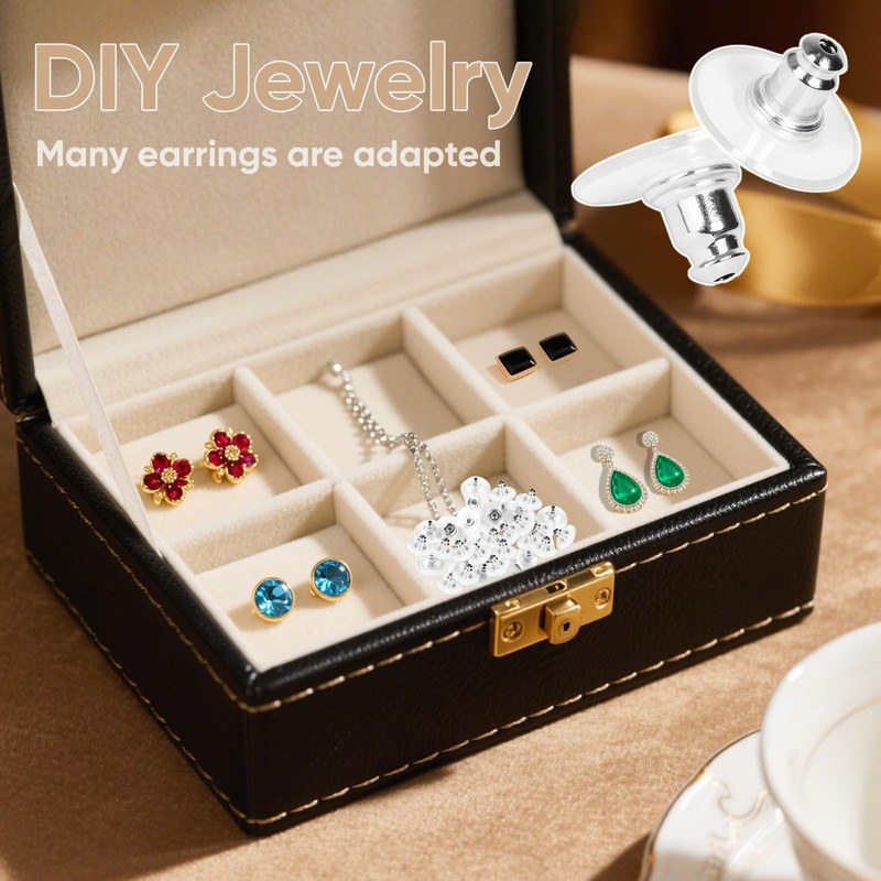 100PCS Clear Plastic Earring Backs: Non-Slip Safety Earring Back for