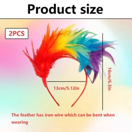 FDRJKN 2 Pcs Feather Headband, Hair Feathers, Carnival Headdress, Mardi Gras Headdress, Glamorous Hair Feather Accessories For Parties, Mardi Gras, Cosplay