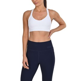 TCA Sports bra for women, medium to strong hold, sports bra with removable pads, sports bra with adjustable comfort straps and seamless racerback design, White, XL