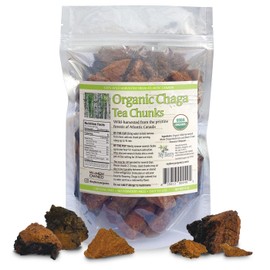 Organic Chaga Mushroom Tea Chunks by My Berry | 100% Canadian Wild-Harvested | Additive-Free Caffeine-Free Herbal Tea | 6oz