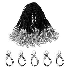 Sourcing Map 100Pcs Black Polyester Lanyard with Lobster Clasp for Cellphone Cases Keychain DIY Jewelry Making