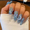 Handmade Nail Tip Medium Long Ballerina False Nail Light Blue