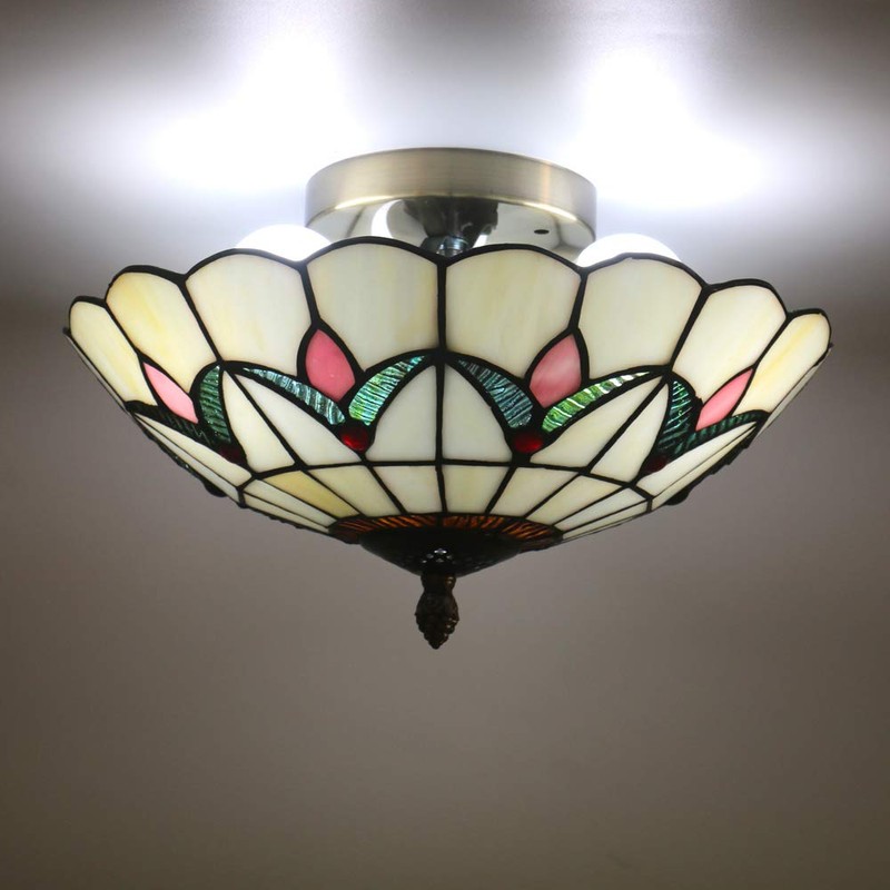 Skyweel 12 Inch Vintage Chandeliers Light Tiffany Style Ceiling Light