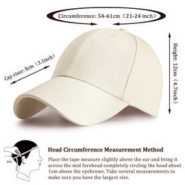 HGDGears Plain Baseball Cap Snapback for Men - Classic 6 Panel Adjustable Sport Casual Sun Visor Hat (Cream)
