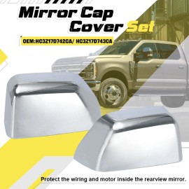 PQYRACING Tow Mirror Cap Cover Set LH & RH Sides For 2017-2023 Ford F250-F550 Super Duty
