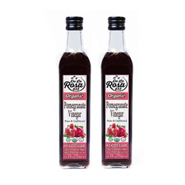 De La Rosa Organic Pomegranate Vinegar, Pure & Unfiltered, Vegan, Gluten Free & Kosher, Great for Salad Dressing, Marinades, 100% Pure Pomegranate Vinegar 16.9 Oz (pack of 2)