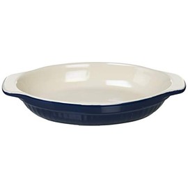 Delish Kitchen L-1892 Pearl Metal Deep Oval Plate, Navy, 8.7 x 5.5 inches (22 x 14 cm), Heat Resistant