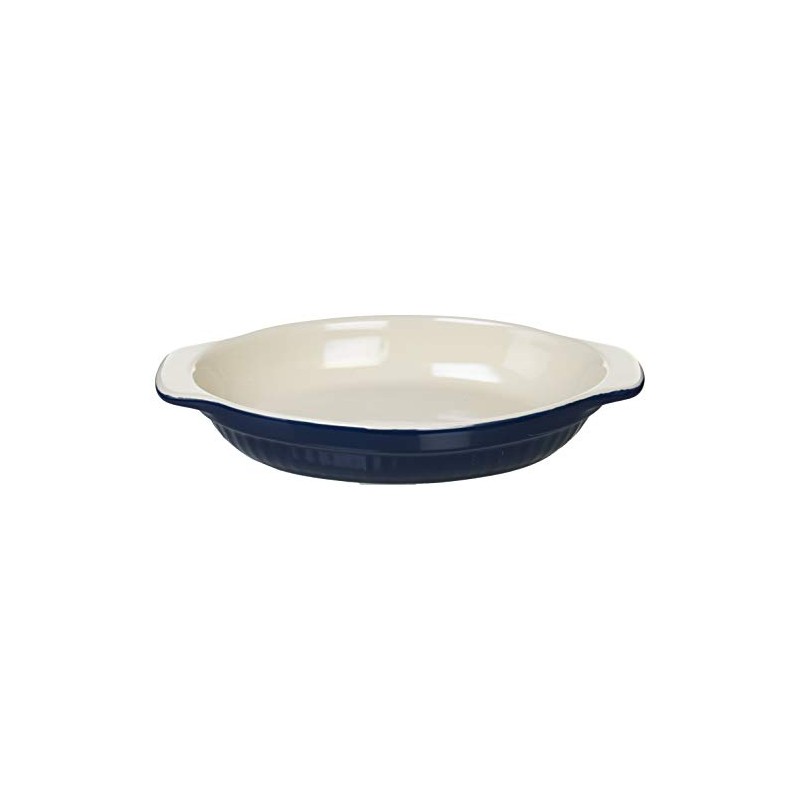 Delish Kitchen L-1892 Pearl Metal Deep Oval Plate, Navy, 8.7