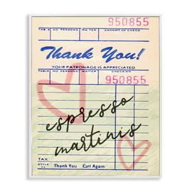 Stupell Industries Espresso Martinis Guest Check White Framed Giclee Art, design by Lil' Rue, 11 x 14