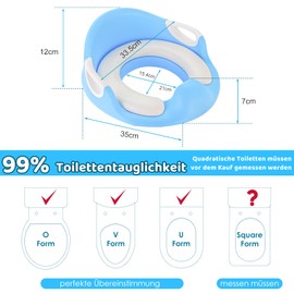 Children's Toilet Seat with Soft Cushion and Splash Guard, Potty Trainer for Boys and Girls, Toilet Trainer for Children 1-8 Years, Blue