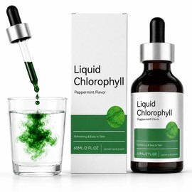 Liquid Chlorophyll Drops, Peppermint Flavor Chlorophyll Liquid Supplement with Chlorophyllin, Vitamin C, B12 & Zinc, Plant-Inspired Daily Wellness Drops, 60 Servings, 2 Fl Oz