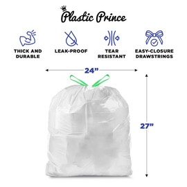 Kitchen Drawstring Trash Bags 13 Gallons White Unscented, 200 Bags