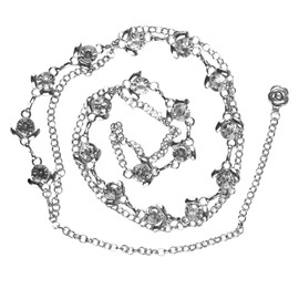 Tabanzhe Waist Chain Belt for Women-Adjustable Silver Crystal Rhinestone Wide Womens Dress Belt Durable Metal Long Body Waist Belts Costume Accessories for Girls Ladies Pants Dress(105cm)