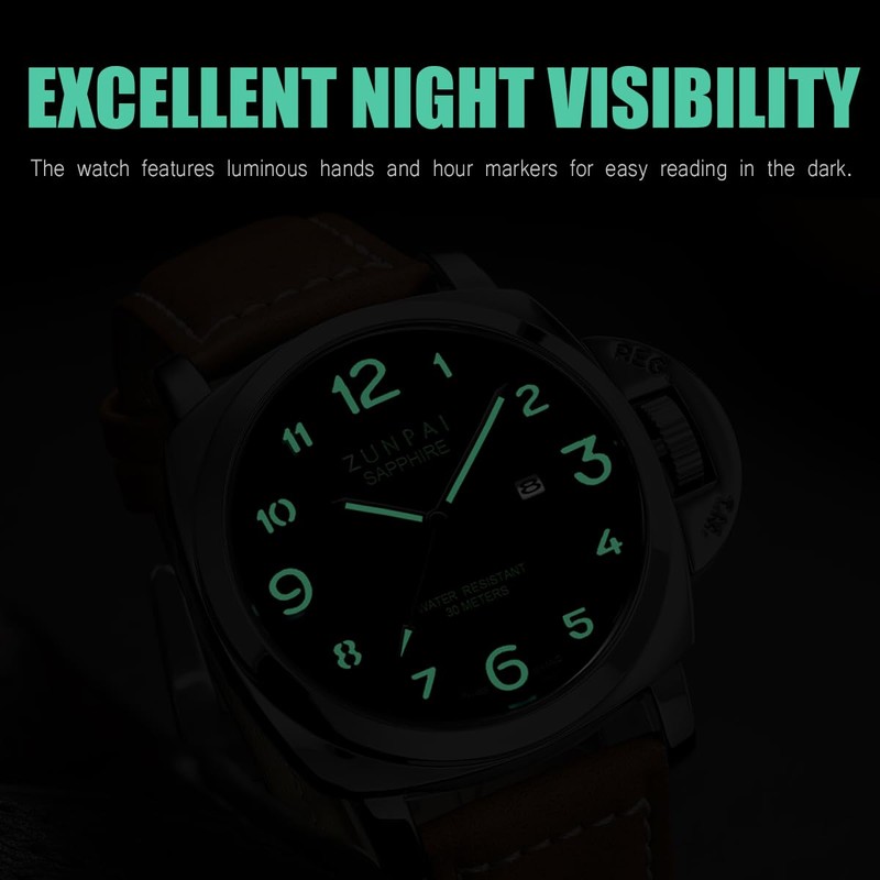 senstone Watch for Men Fashion Quartz Wristwatch with Leather Strap