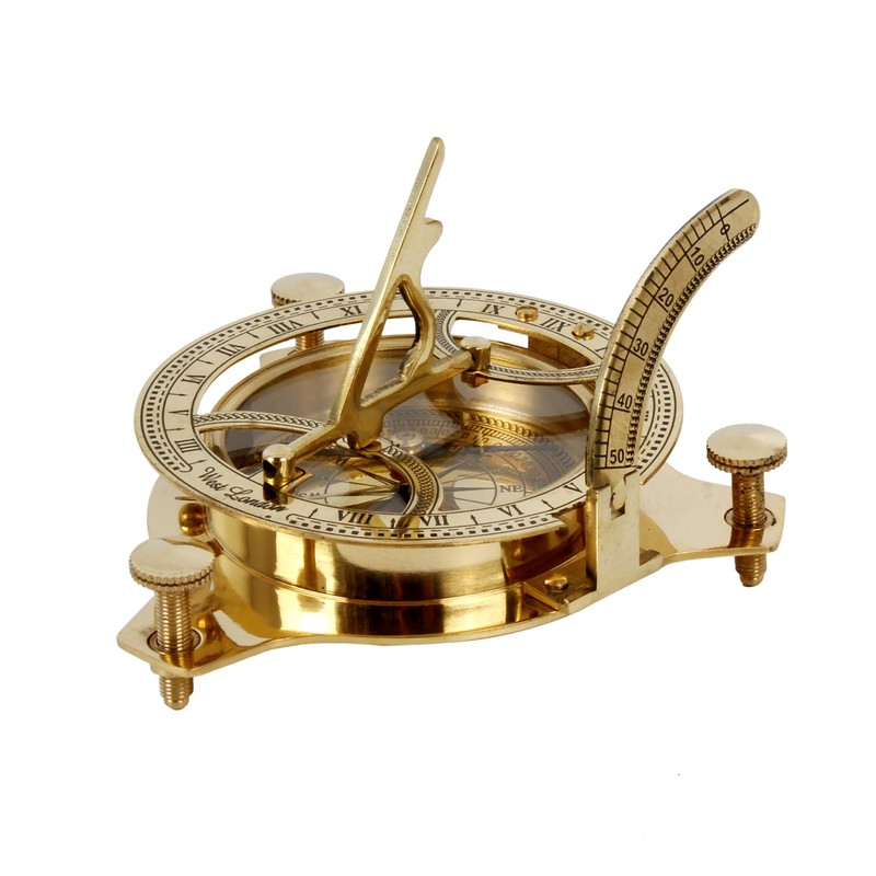 4" Handmade Solid Brass Sundial Compass – Fully Functional Nautical